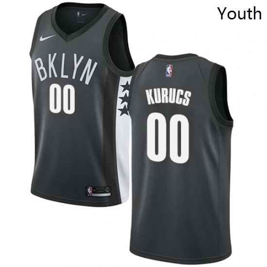 Youth Nike Brooklyn Nets 00 Rodions Kurucs Swingman Gray NBA Jersey Statement Edition